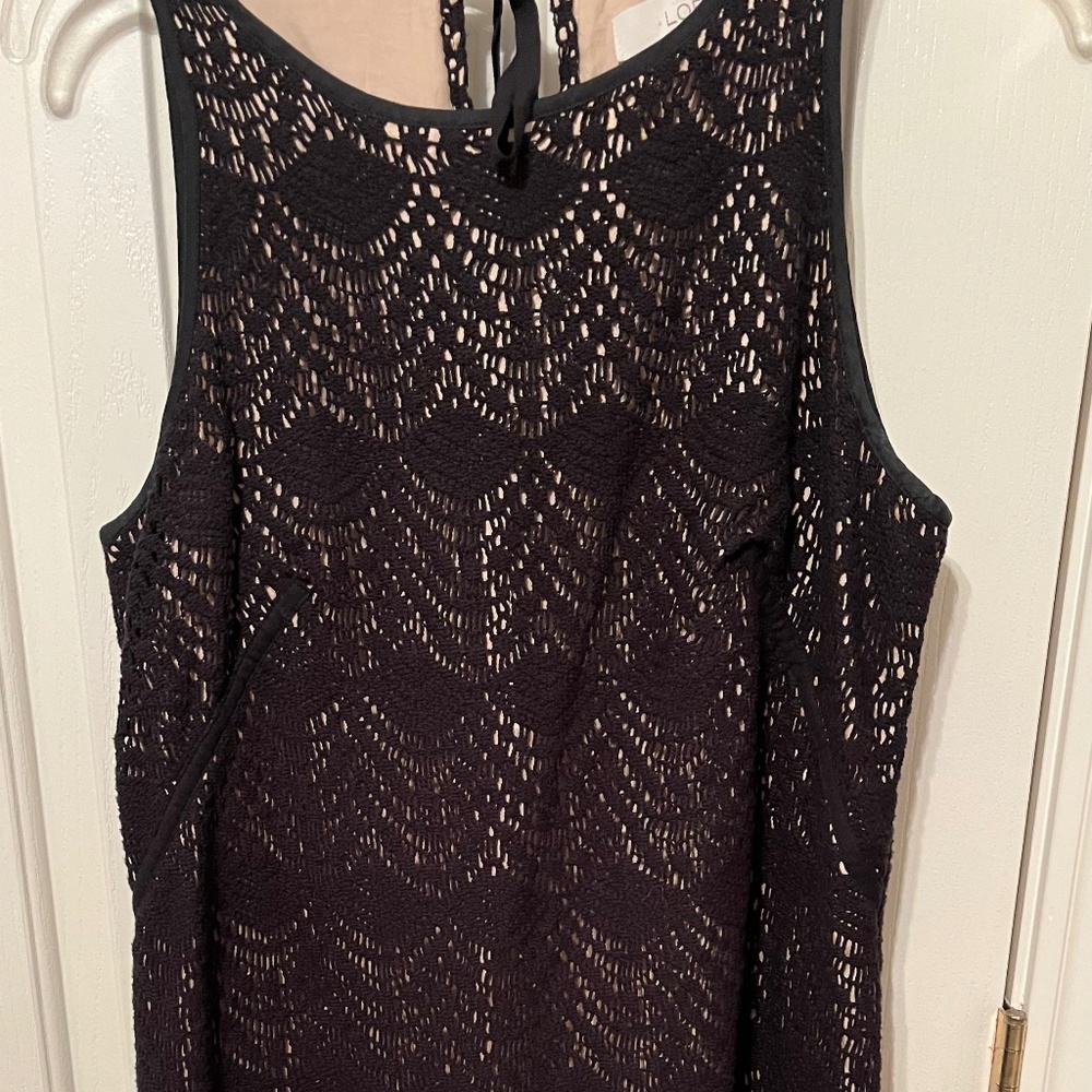 LOFT Black Over lay Lace Sleeveless Dress